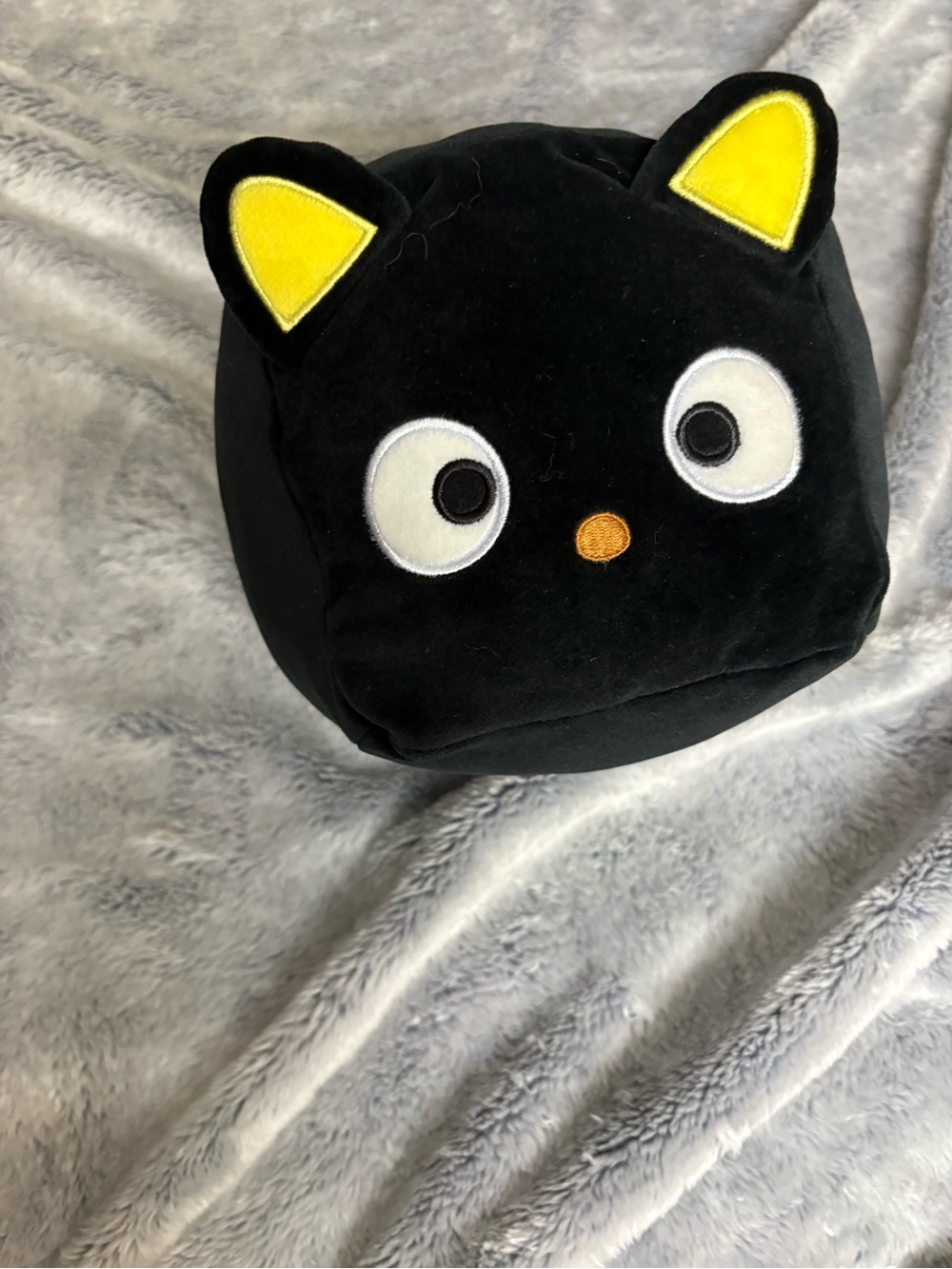 Cute Black Cat Plush Pillow with Yellow Ears